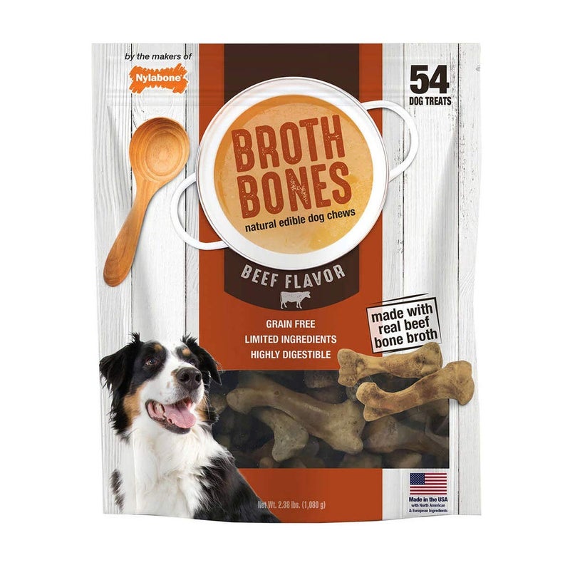 Nylabone Beef Broth Bones Dog Treats (Net 54Count), 2.38 Lb - Image 1