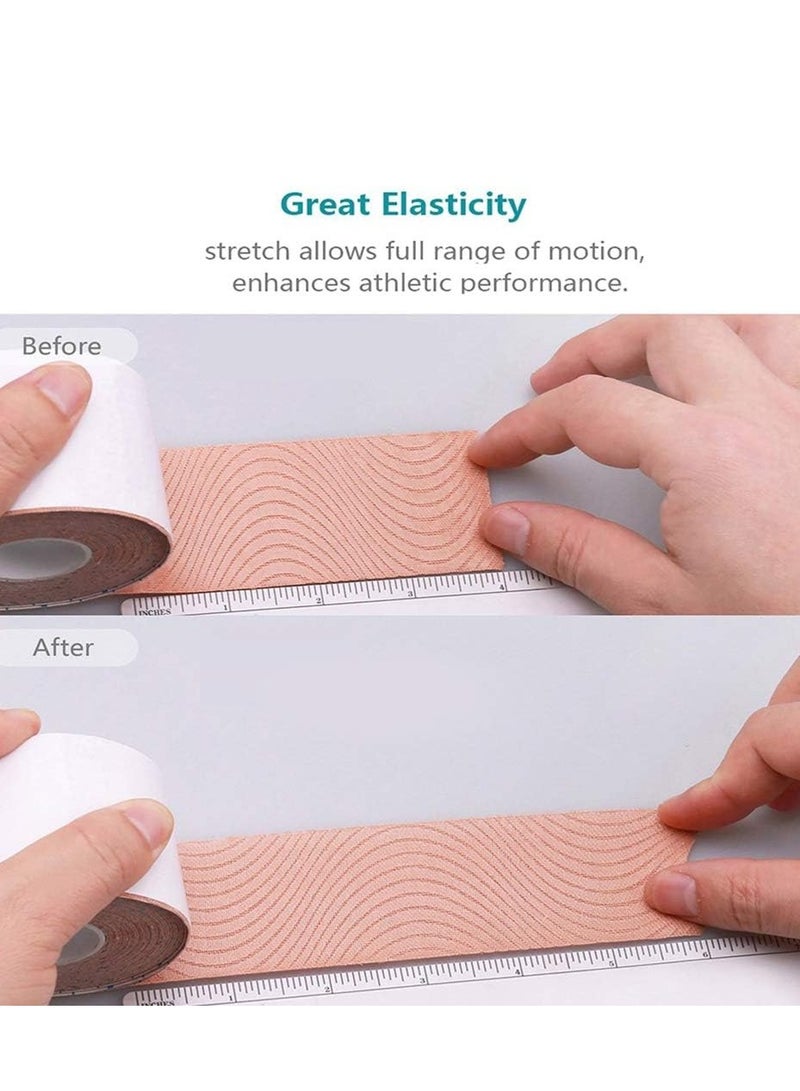 عربست 4 لفة مقاومة للماء التنفس Kinesiology الشريط ، الرياضية المرنة Kneepad العضلات تخفيف الألم الركبة الشريط للرياضة اللياقة البدنية تشغيل التنس السباحة كرة القدم ، كل لفة 5M (الأسود ، الجلد ، الوردي ، الأزرق الفاتح) - Image 5