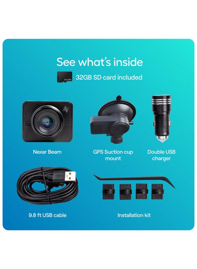 NEXAR Nexar Beam GPS Dash Cam - 1 Year Nexar App Subscription Included - Unlimited Cloud Storage, Drive Recordings, Parking Mode, Night Vision, All Inside The Nexar App - WiFi HD Front Dash Cam (32 GB SD) - Image 4