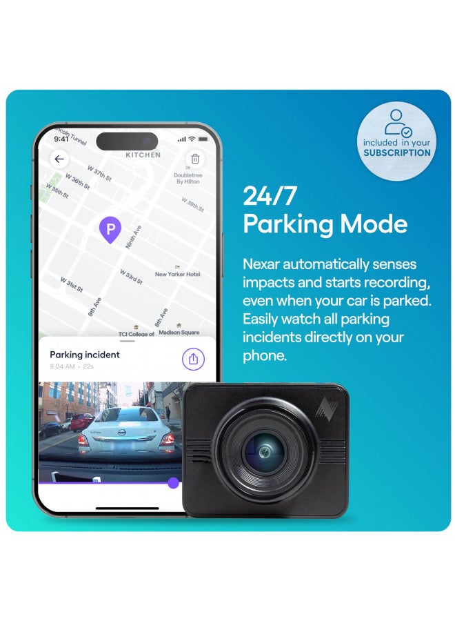 NEXAR Nexar Beam GPS Dash Cam - 1 Year Nexar App Subscription Included - Unlimited Cloud Storage, Drive Recordings, Parking Mode, Night Vision, All Inside The Nexar App - WiFi HD Front Dash Cam (32 GB SD) - Image 3