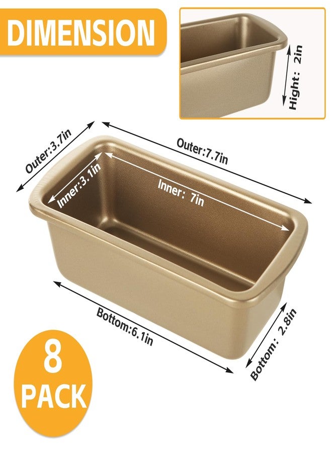 AKOLAFE 8 Pack Small Loaf Pans Nonstick 7.7x3.7 Banana Bread Pans for Homemade Bread Loaf Pan for Baking Bread Tin Metal Sourdough Bread Baking Pan Mini Sandwich Loaf Bread Pans Meatloaf Pan for Cake - Image 2
