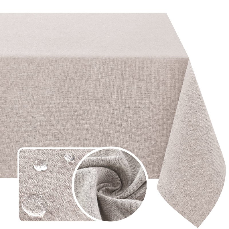 HVERSAILTEX Linen Textured Tablecloth Square 54 x 54 Waterproof Solid Linen Woven Tablecloth SpillProof Linen Look Cover for Party Table Extra Soft and Thick Fabric Wrinkle Free Heather Sand