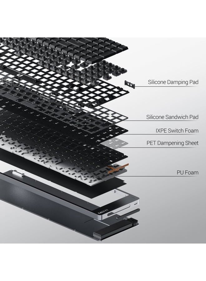 Lofree Flow2 Low Profile Mechanical Keyboard, Aluminum Alloy with Pulse Tactile Switches, Rechargeable Wireless Keyboard with 3 Connection Modes for Windows, MacOS (Silver, 68 Keys) - Image 4