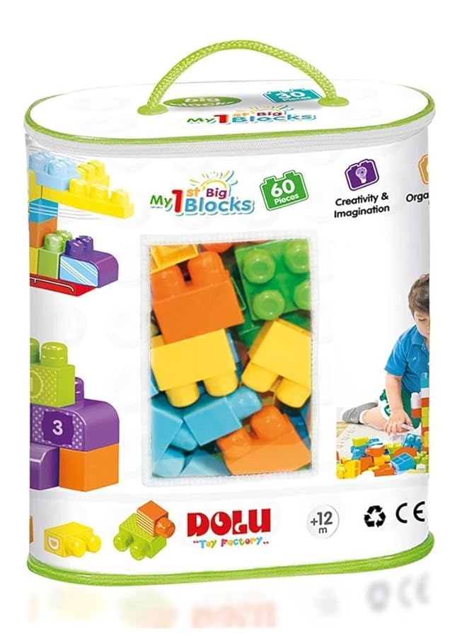 Dolu My First Big Blocks Construction Brick Bag 60 Pcs For Ages 1+ Years Old Multicolored - Image 1