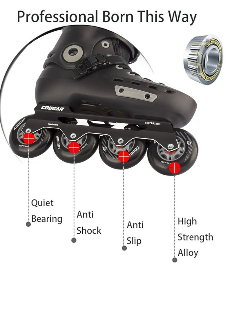 Cougar Professional Inline Skates for Unisex with High Performance, Four Wheels Adults Roller Skates with No Physical Brake - Image 2