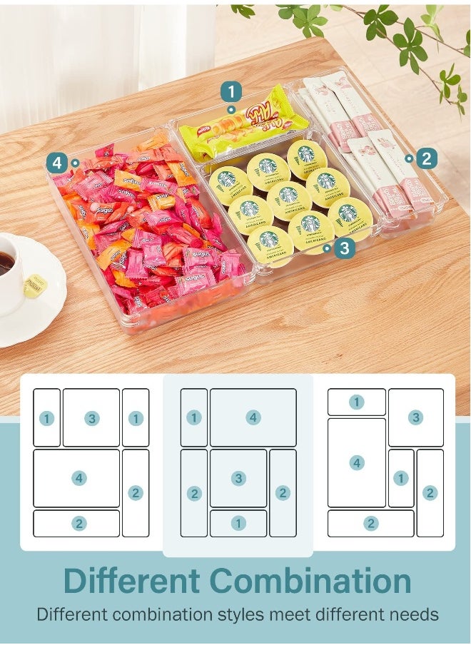 Generic 9 Pcs Desk Drawer Organizer Trays 4-Size Bathroom Drawer Tray Dividers Plastic Vanity Organizers Storage Bins for Makeup Dresser Kitchen Office  - Image 3