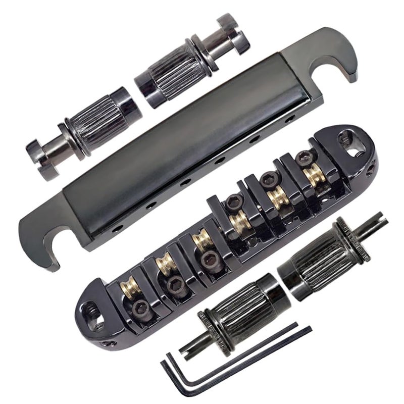 JD.Moon Roller Saddle Bridge ABR-1 Tune-o-matic Bridge Tailpiece Bridge For Les Paul Guitar (Black) - Image 1
