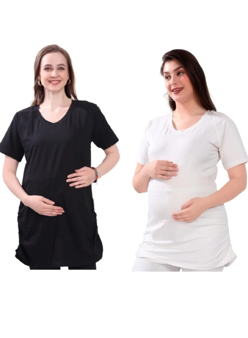 TUMMY Pack of 2 Black and White Maternity T-shirt