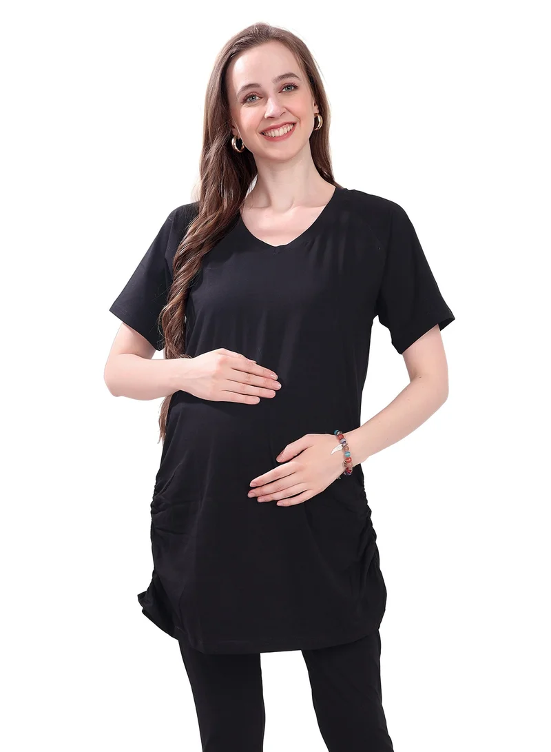 TUMMY  TUMMY Pack of 2 Black and White Maternity T-shirt for Women | Best Price UAE