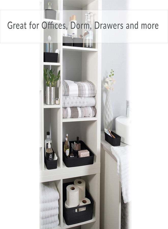 Simplify 5 Piece Organizing Set | Multiple Size Bins | Multipurpose | Office | Desk | Dorm | Bathroom | Storage Basket | Small Items | Accessories | Black - Image 3