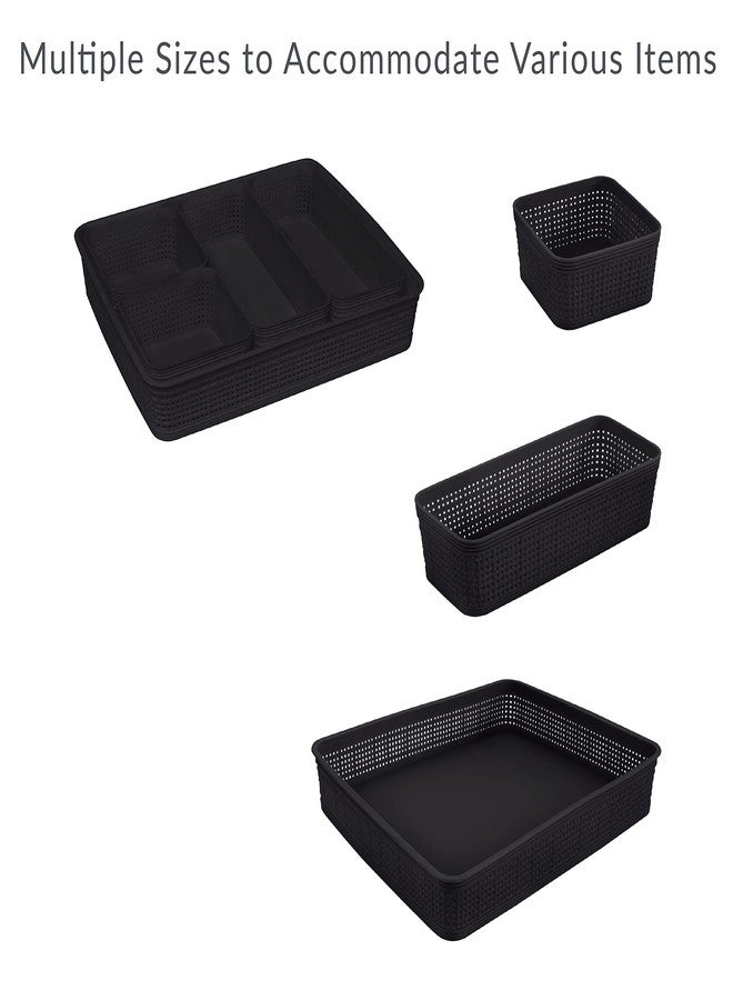 Simplify 5 Piece Organizing Set | Multiple Size Bins | Multipurpose | Office | Desk | Dorm | Bathroom | Storage Basket | Small Items | Accessories | Black - Image 4
