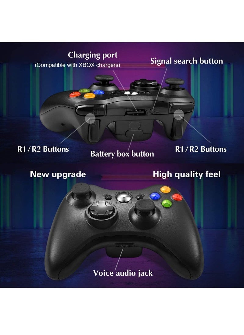 Generic - 2.4G Wireless Game Board For Xbox 360 Controller Vibrating Rocker For Xbox 360 Slim Gamepad For Windows 10 7 8 PC Game Console (Black) - Image 1