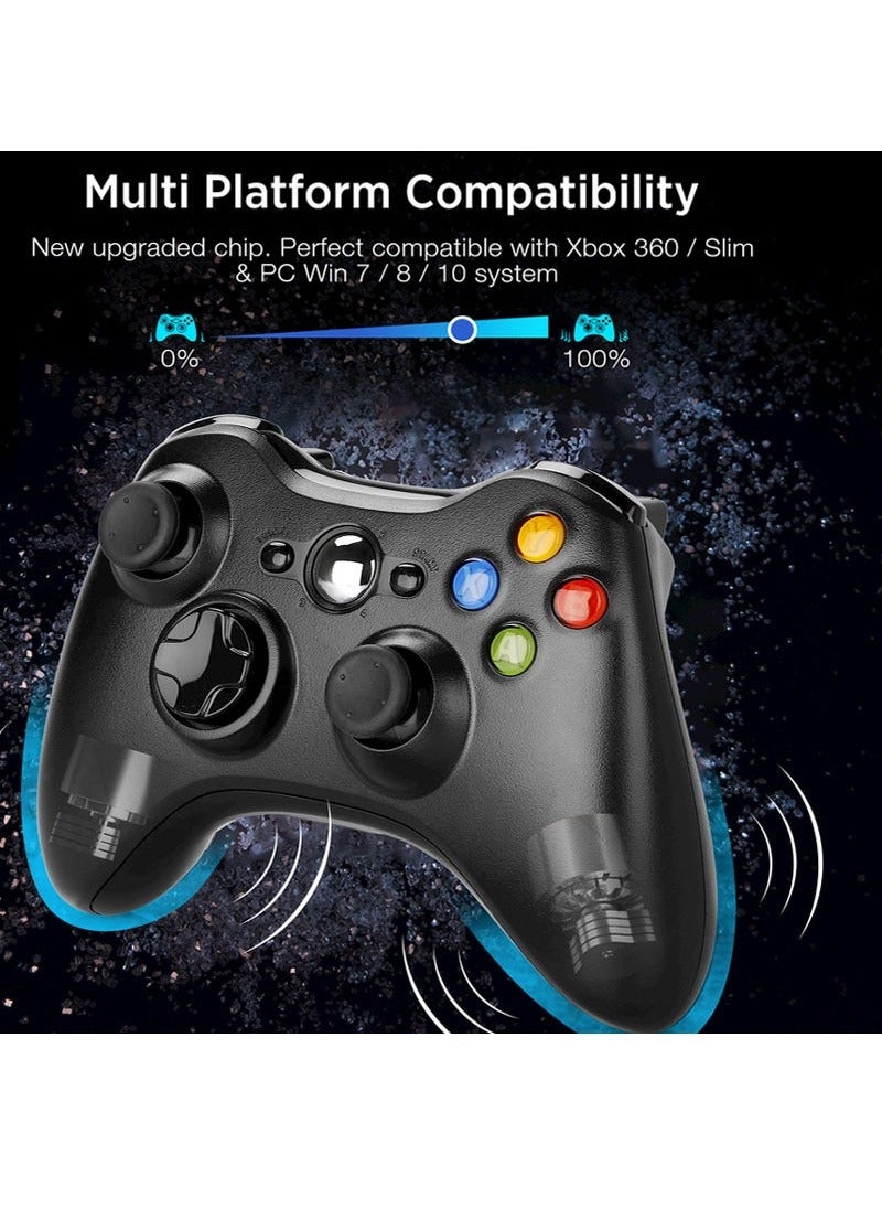 Generic - 2.4G Wireless Game Board For Xbox 360 Controller Vibrating Rocker For Xbox 360 Slim Gamepad For Windows 10 7 8 PC Game Console (Black) - Image 1