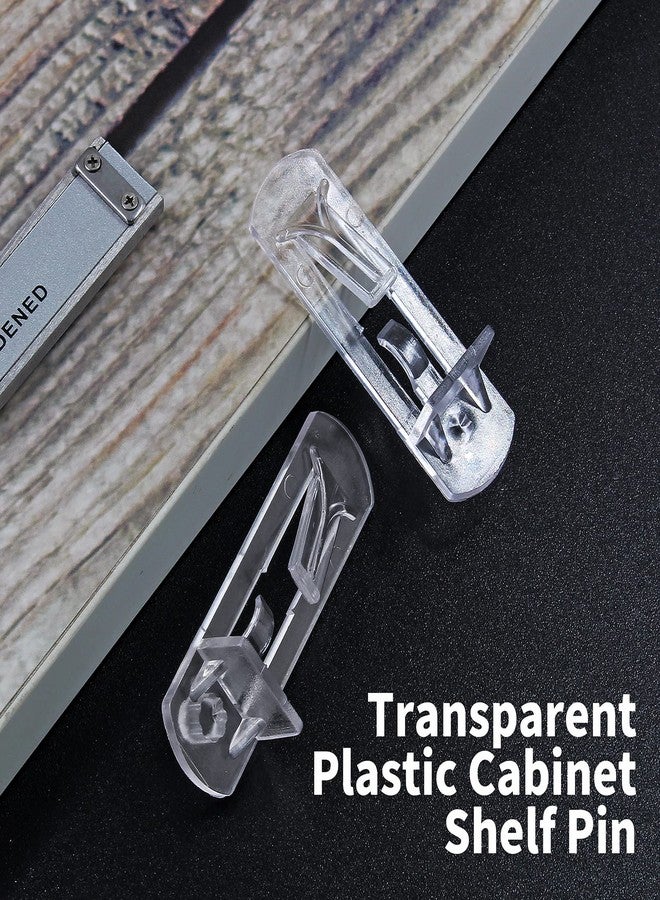 Rierdge 20 Pcs Plastic Locking Shelf Pins 5mm, 3/4” Clear Plastic Locking Shelf Support Peg Clips for 5mm Diameter Peg Hole & 3/4 Inch Cabinet Shelf - Image 4