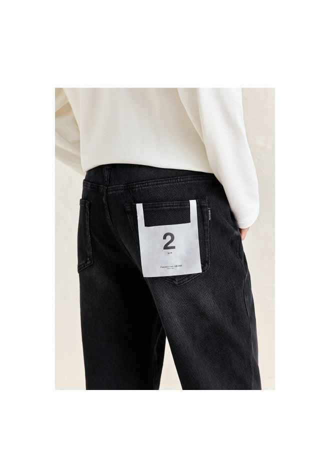 Waxbird Men's Winter Chenille Fleece Warm Black Casual Retro Men's Jeans - Image 4