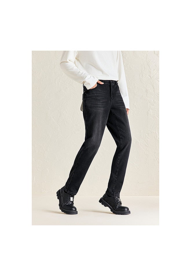 Waxbird Men's Winter Chenille Fleece Warm Black Casual Retro Men's Jeans - Image 5