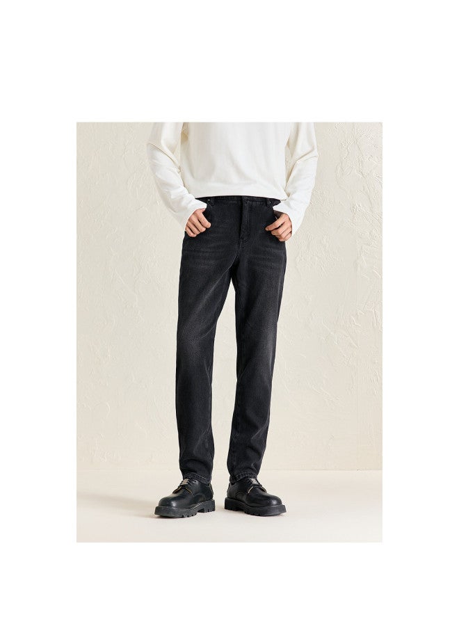 Waxbird Men's Winter Chenille Fleece Warm Black Casual Retro Men's Jeans - Image 2