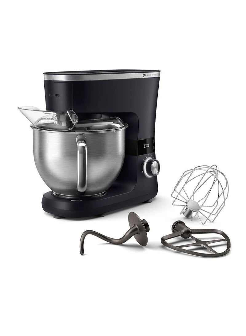 7000 Kitchen Machine - 1000w, 5.5l Bowl, Stand Mixer, Dough Hooks, Whisk & Beater, Splash Proof, 8 Speed Setting - Hr7962/01 Black  - Image 1