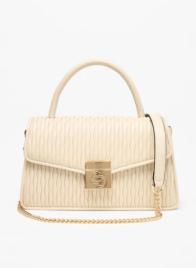 سيليست Women Textured Satchel Bag with Magnetic Closure and Grab Handle