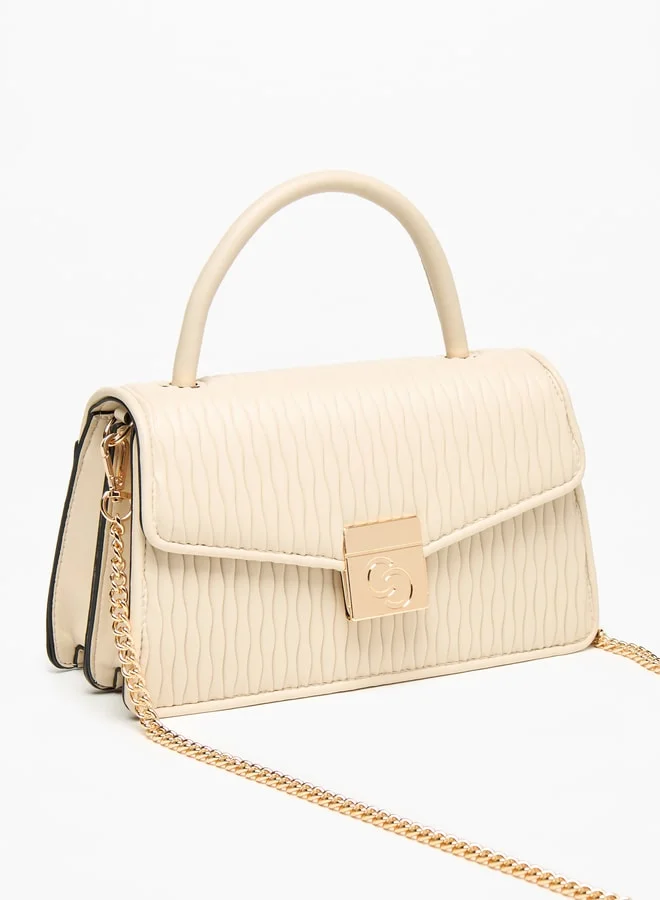 سيليست Women Textured Satchel Bag with Magnetic Closure and Grab Handle