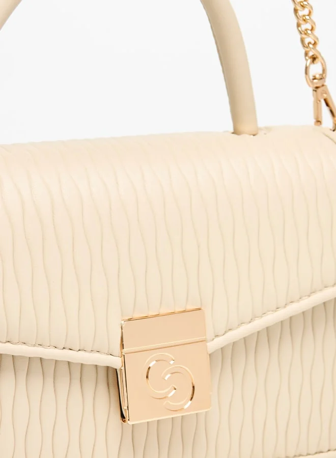 سيليست Women Textured Satchel Bag with Magnetic Closure and Grab Handle