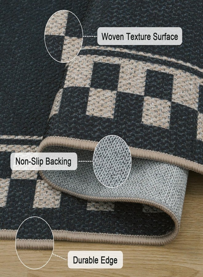 OJIA Easy Jute Outdoor Rug 3x5 Washable Rugs for Entryway, Checkered Border Black Front Door Rug Non-Slip Door Mats Indoor Outdoor Rugs Farmhouse 3x5 Area Rug for Porch Outside Patio Living Room - Image 2