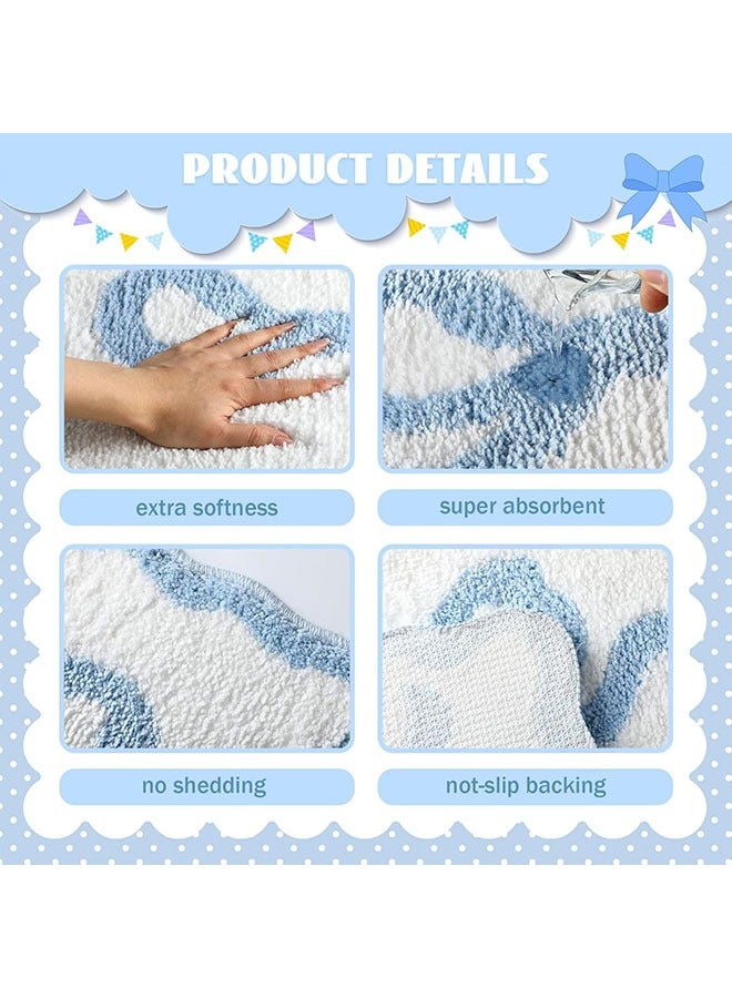 يلا جوي Scalloped قوس حمام حصيرة,غير انزلاق كوكيت قوس السجاد,البوليستر الجمالية Scallop السجاد Preppy غرفة ديكور ميكروفايبر امتصاص حمام السجاد للحمام حوض الاستحمام دش غرفة النوم (أزرق، 50X80cm) - Image 3