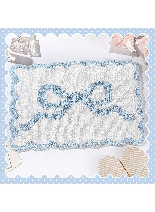 يلا جوي Scalloped قوس حمام حصيرة,غير انزلاق كوكيت قوس السجاد,البوليستر الجمالية Scallop السجاد Preppy غرفة ديكور ميكروفايبر امتصاص حمام السجاد للحمام حوض الاستحمام دش غرفة النوم (أزرق، 50X80cm) - Image 4