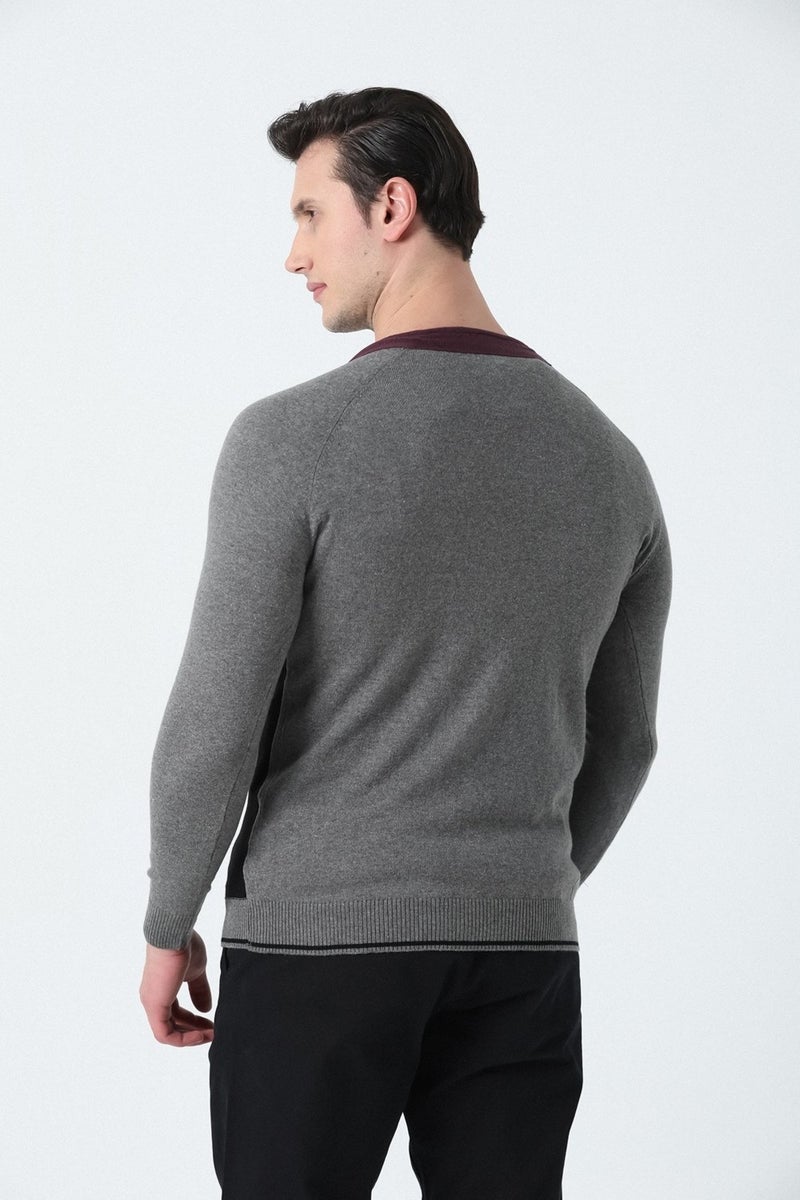 BROTHERS Men's V-Neck Metal Zipper 3-Color Knitted Cardigan Black  - Image 5