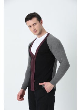 Men's V-Neck Metal Zipper 3-Color Knitted Cardigan Black - pzsku/Z435E3715ECC10BE565D1Z/45/_/1740652523/810d8179-2b23-49fd-aa7c-9c0449e71220