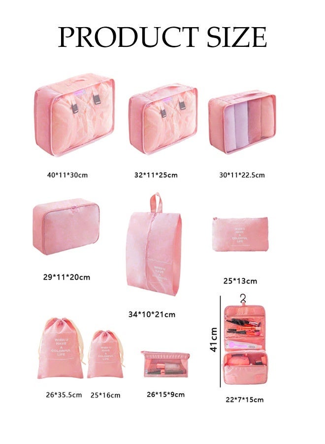DUNISO Packing Cubes for Travel,10 PCS Various Sizes Luggage Packing Organizers ,Lightweight Travel Essential Bag for Clothes, Shoes, Cosmetics, Toiletries ,Luggage Organizer Bags for Man and Women Pink - Image 2