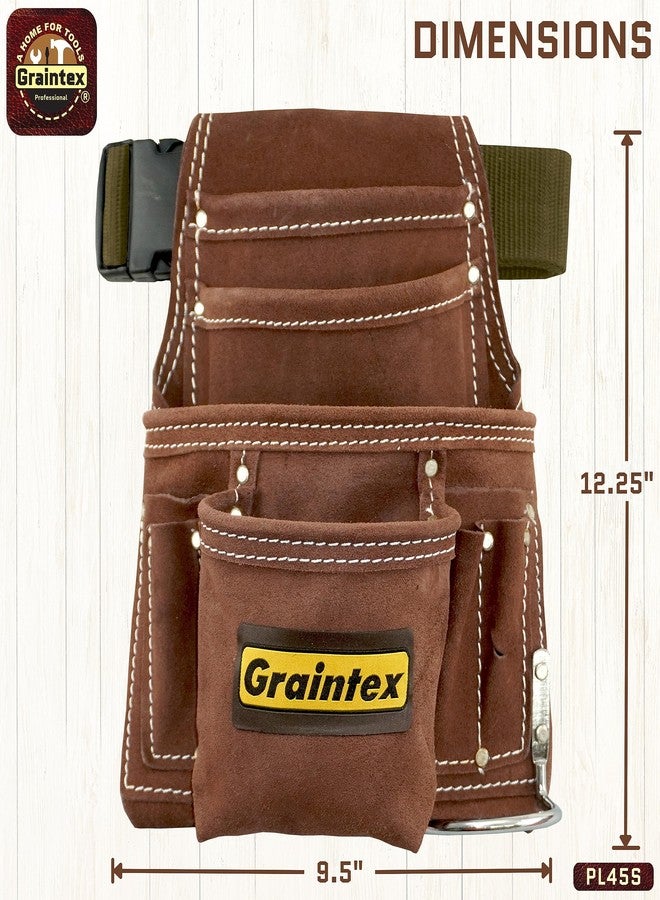 Graintex PL45S 10 Pocket Nail and Tool Pouch Suede Leather with 2" Webbing Belt - Image 5