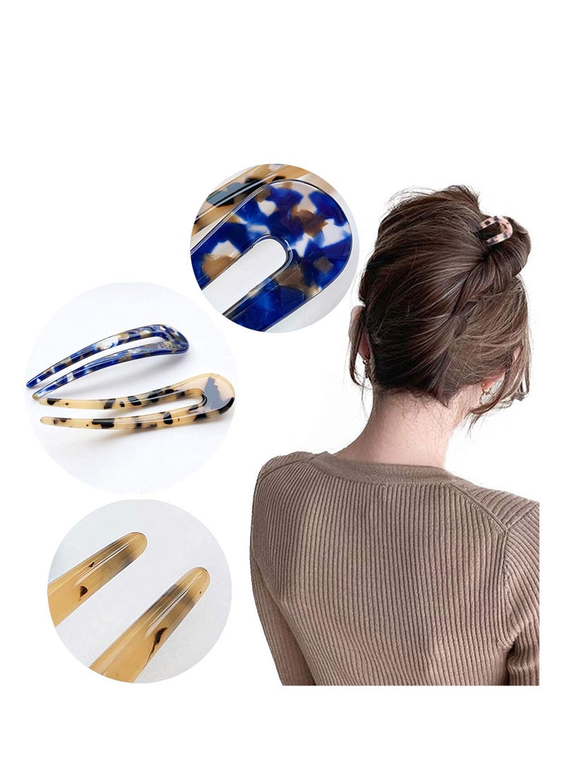 Excefore French Hair Forks Tortoise Shell U Shape Updo Hair Pins Clips for Thin Thick Hair, 4.3 inch Classic Cellulose Acetate 2 Prong Bun Hair Sticks Chignon Women Vintage Hairstyle Accessories, 3 Pack - Image 5