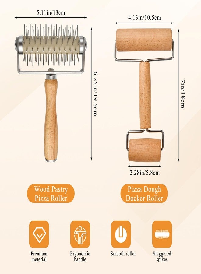 Elesunory 3pcs Pizza Tool Set, Include Pizza Docker, Pizza Dough Roller and Silicone Baking Mat, Dough Docker, Non Slip Baking Mat, Wooden Rolling Pin for Pizza, Cookie, Pie, Pastry, Bread - Image 3