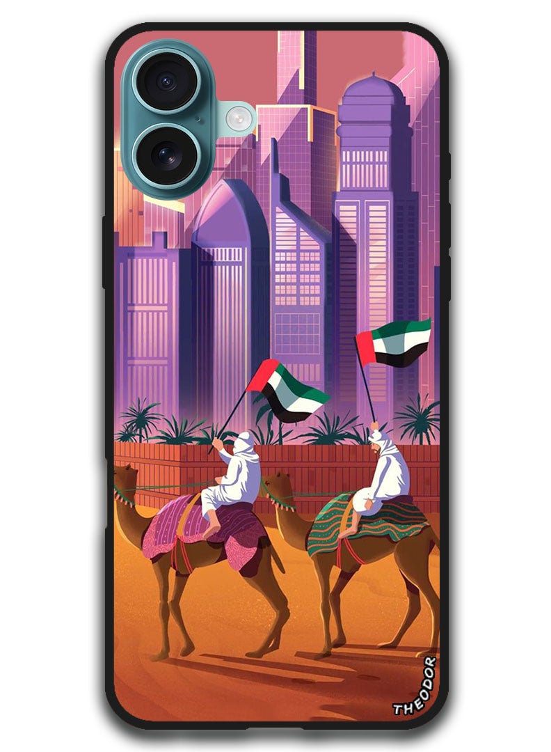 Theodor Protective Case Anti Scratch Shock Proof Bumper Cover For iPhone 16 (6.1)-inch Camel Uae Flag - Image 1