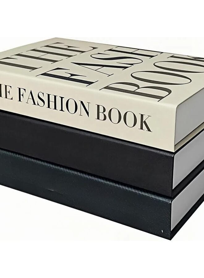 يُسلِّم مجموعة من 3 كتب ديكورية للديكور، مجموعة كتب مزيفة عصرية للديكور المنزلي، عرض أكوام كتب مزيفة لديكور غرفة المعيشة على الرفوف - Image 1