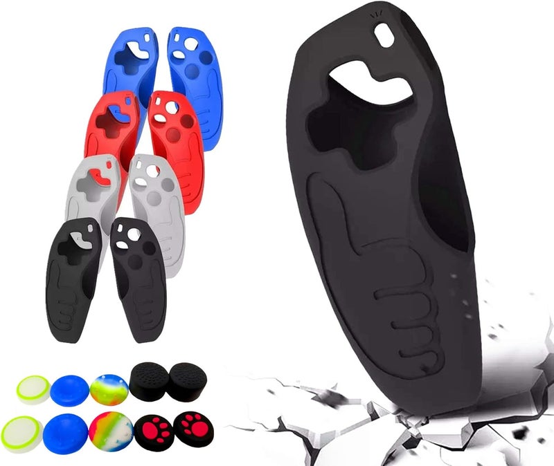 Asokex Skin for PS5 Controller Grips, Silicone Case Cover for PlayStation 5 Anti-Slip Protector with 10pcs Thumb Joysticks Caps (M Type-Transparent) - Image 1