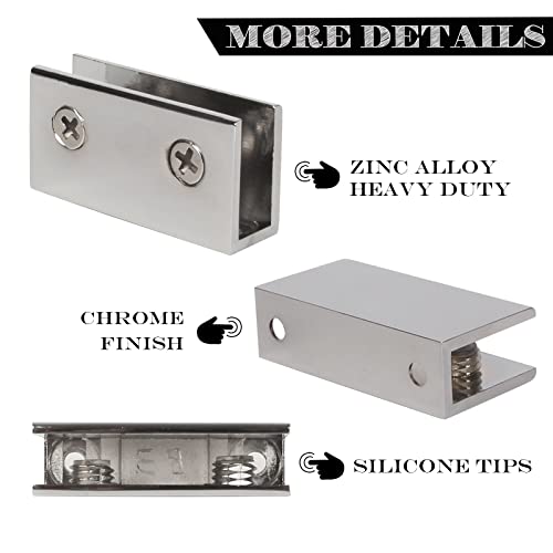 WANXIANG Glass Shelf Brackets Wall-Mounted Glass Shelf Holder Polished Chrome for 3/8 Inch - Image 3