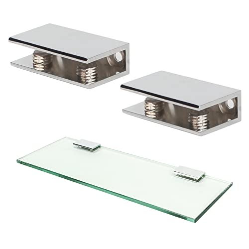 WANXIANG Glass Shelf Brackets Wall-Mounted Glass Shelf Holder Polished Chrome for 3/8 Inch - Image 1