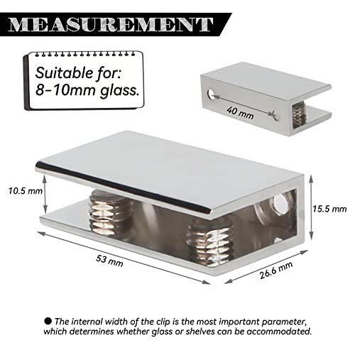 WANXIANG Glass Shelf Brackets Wall-Mounted Glass Shelf Holder Polished Chrome for 3/8 Inch - Image 2