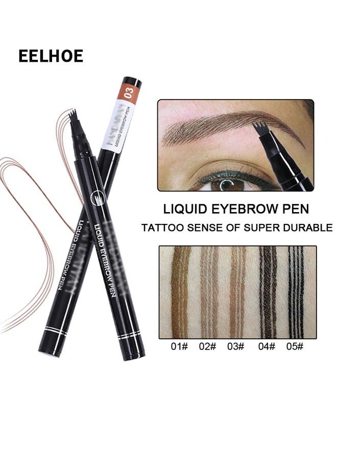 إيلهو رسم تخطيطي دقيق رباعي الرؤوس قلم حاجب مقاوم للماء طويل الأمد بدون مكياج قلم حاجب (#5) - Image 4