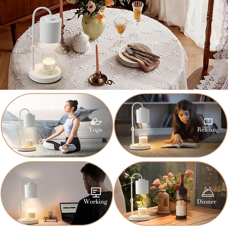 CASTLELIFE Candle Warmer Lamp with Timer & Dimmer, Height Adjustable Electric Wax Melt Warmer for Jar Candles, Gifts for Mom Home Decor, White - Image 5