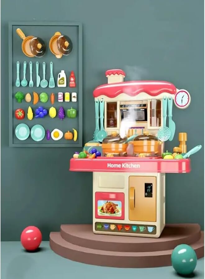 Fantastic-Kids-Toys Kitchen Playset for Kids, 31 Pcs Pretend Play Kitchen Toy Accessories, Mini Kitchen Playset with Lights, Water Faucet Steamer and Realistic Sounds, by Fantastic-Kids-Toys
