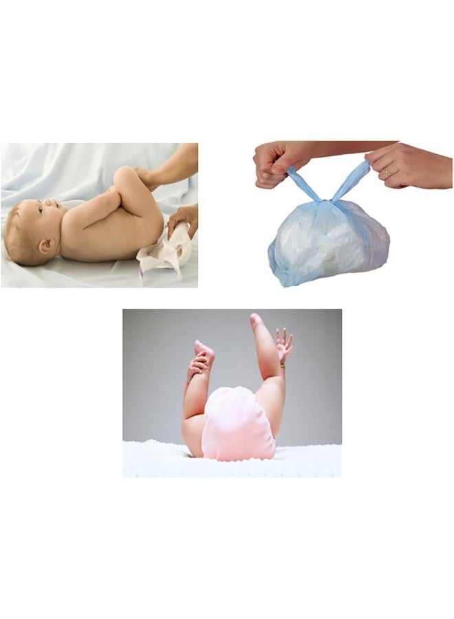 Sassy أكياس حفاضات قابلة للتصرف من ساسي 100 عد، برائحة بودرة، 4-25 كيس لكل لفة، سهلة الربط، أكياس للتخلص من الحفاضات أو نفايات الحيوانات الأليفة - Image 4