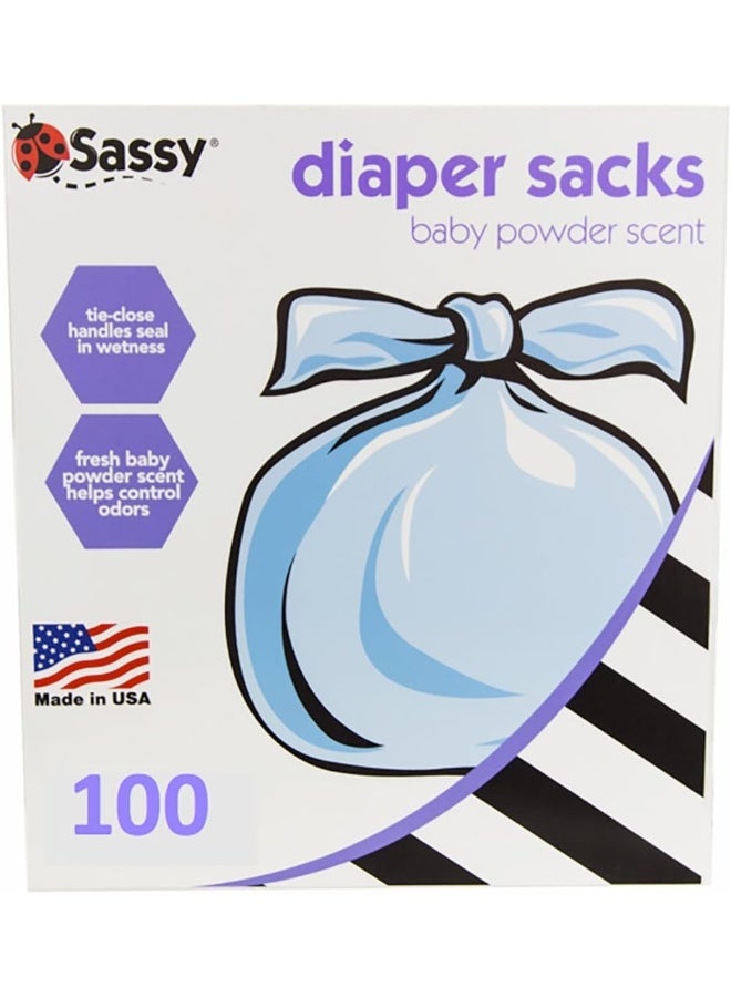 Sassy أكياس حفاضات قابلة للتصرف من ساسي 100 عد، برائحة بودرة، 4-25 كيس لكل لفة، سهلة الربط، أكياس للتخلص من الحفاضات أو نفايات الحيوانات الأليفة - Image 2