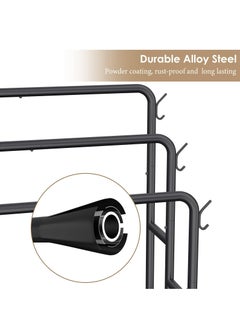 XiuWoo Tall Standing Towel Racks, 3 Tier Towel Stand Blanket Rack with 2 Removable Storage Baskets & 6 Hooks, Indoor Outdoor Freestanding Towel Racks for Bathroom Bedroom Organizer  - Image 2
