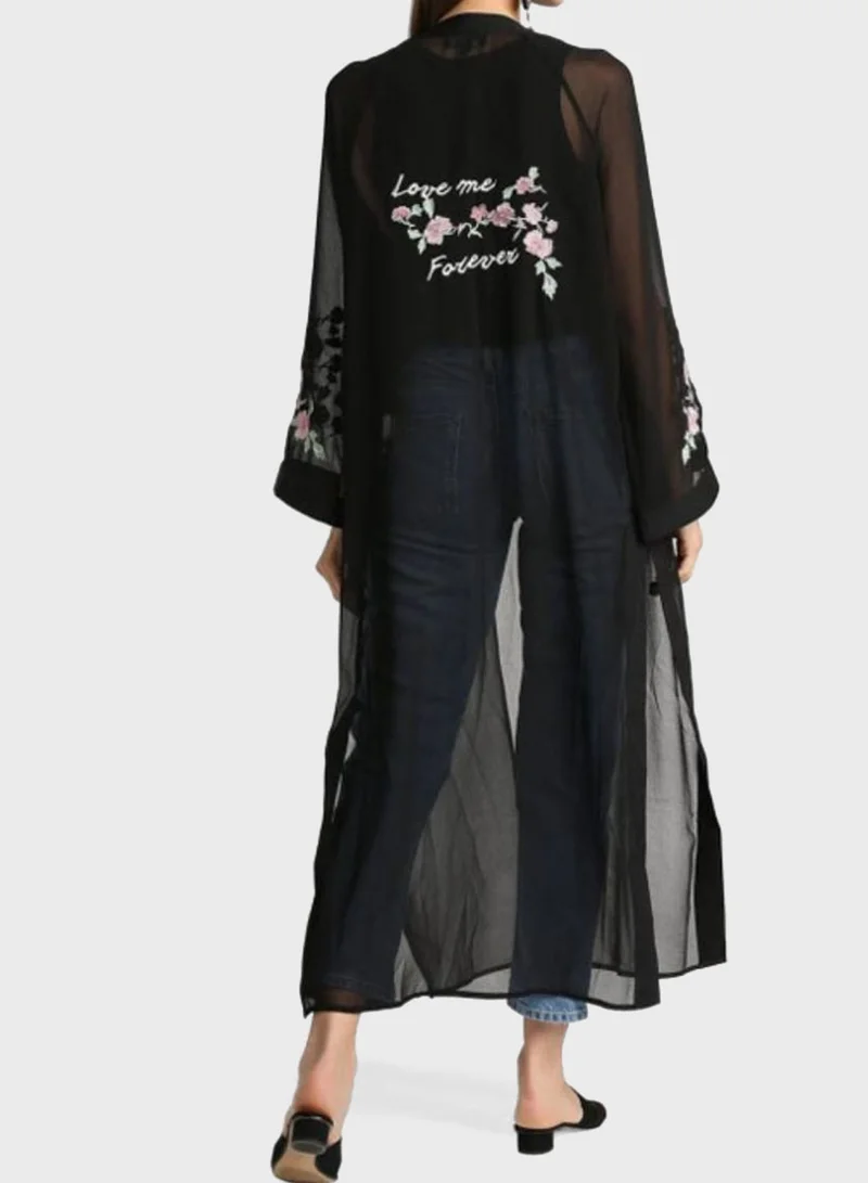 ANOTAH Longline Floral Print Cardigan