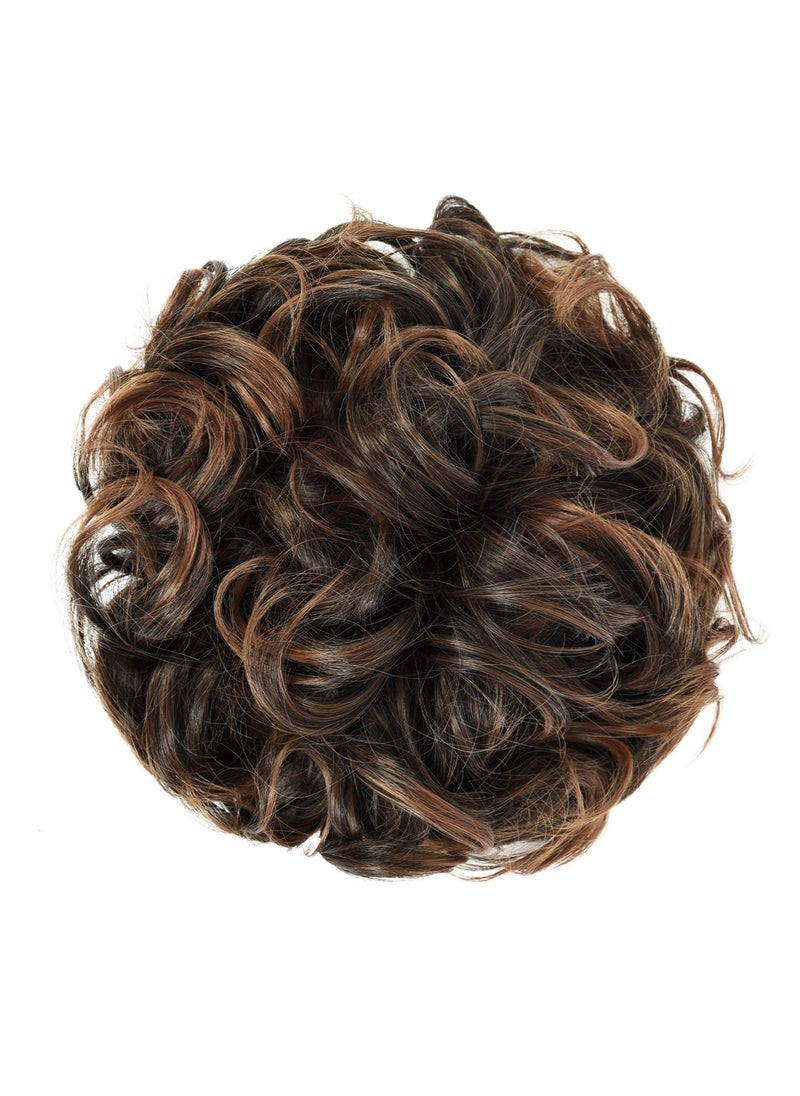 REOU Short Mess Curly Dish Bun Hair Extension Scrunchy Bun Chignon Buns Ponytail Hair Pieces for Women Easy Stretch Hair Combs Clip in Ponytail Extension4T30 