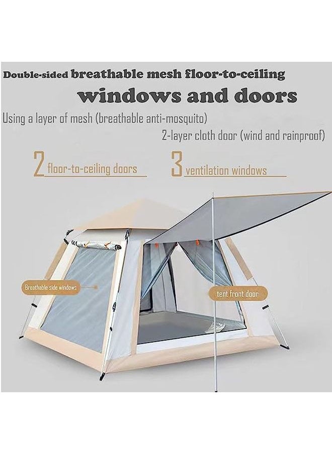 Generic - Pop Up Tent Outdoor House Family Camping Tent with 2 Big Door Floor-to-Ceiling mesh Window and 1 Dome mesh Window(Removable Top) Waterproof Windproof Instant Tent for Hiking Travel Carry Bag Waterproof PE - Image 1