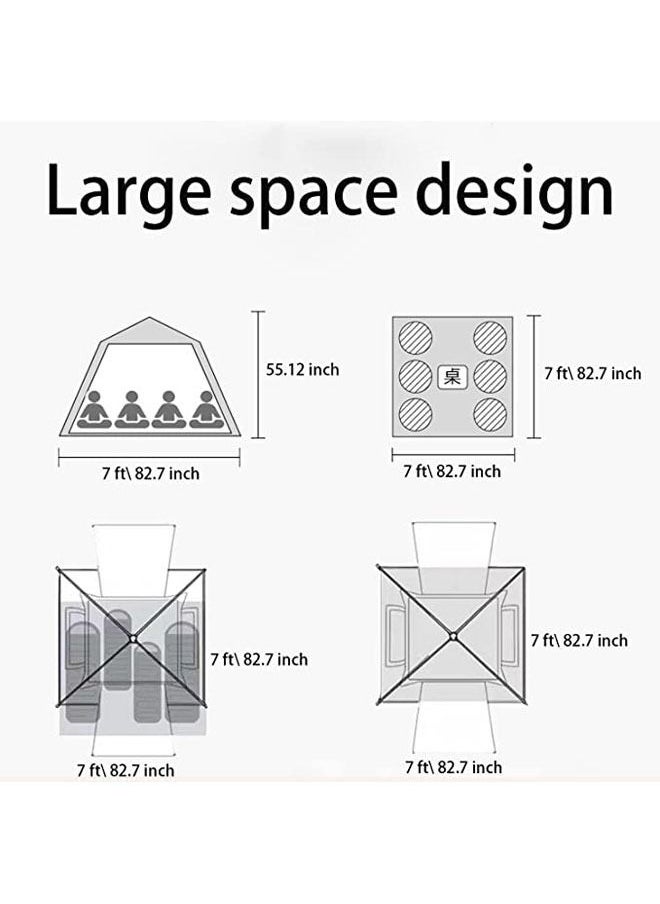 Generic - Pop Up Tent Outdoor House Family Camping Tent with 2 Big Door Floor-to-Ceiling mesh Window and 1 Dome mesh Window(Removable Top) Waterproof Windproof Instant Tent for Hiking Travel Carry Bag Waterproof PE - Image 1